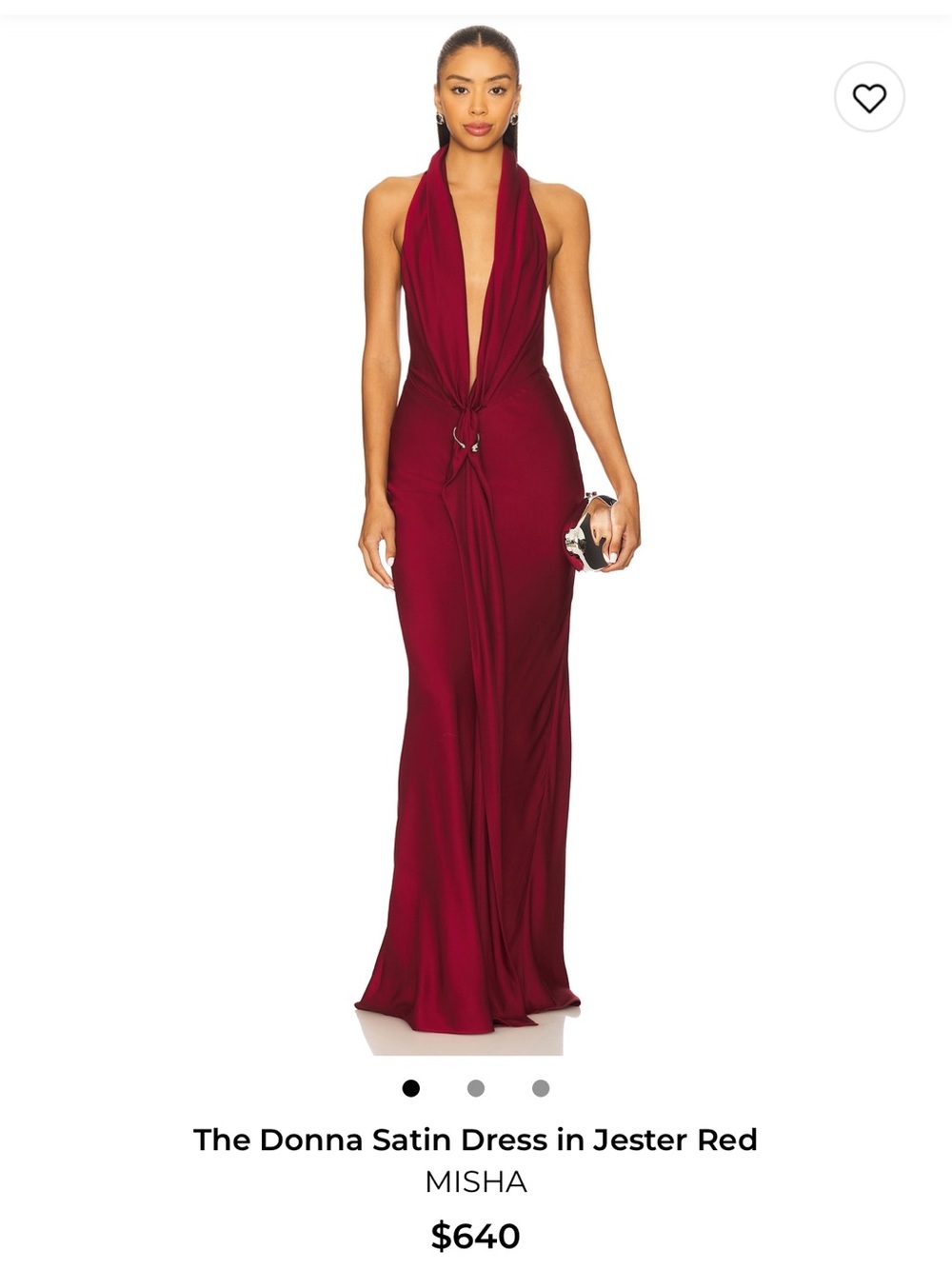 Mishka Donna Halter satin Maxi Dress in Jester Red